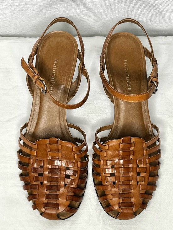 Naturalizer Shoes - ✨ Naturalizer Leather Woven Huarache Kitten Heel Sandals Brown Size 8